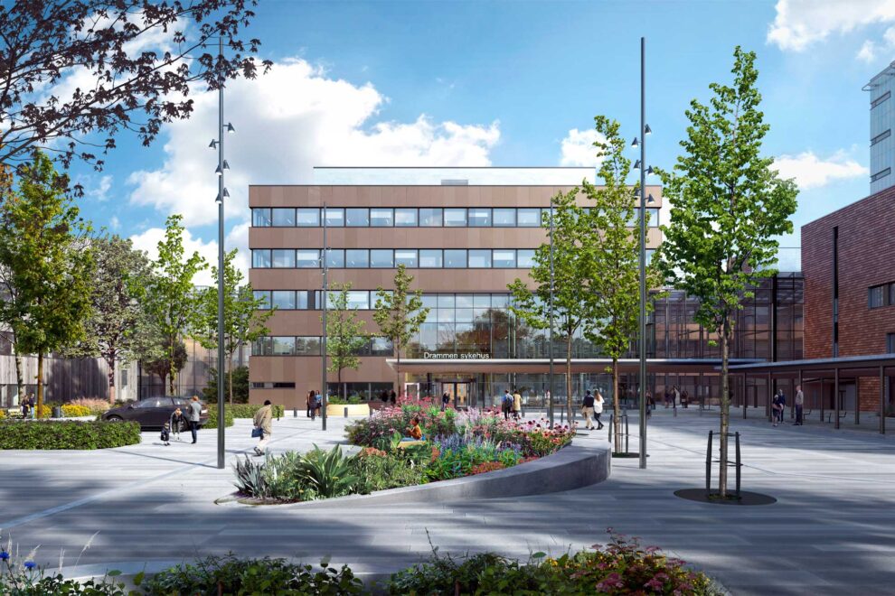 Slik blir adkomstbygget ved Drammen sykehus