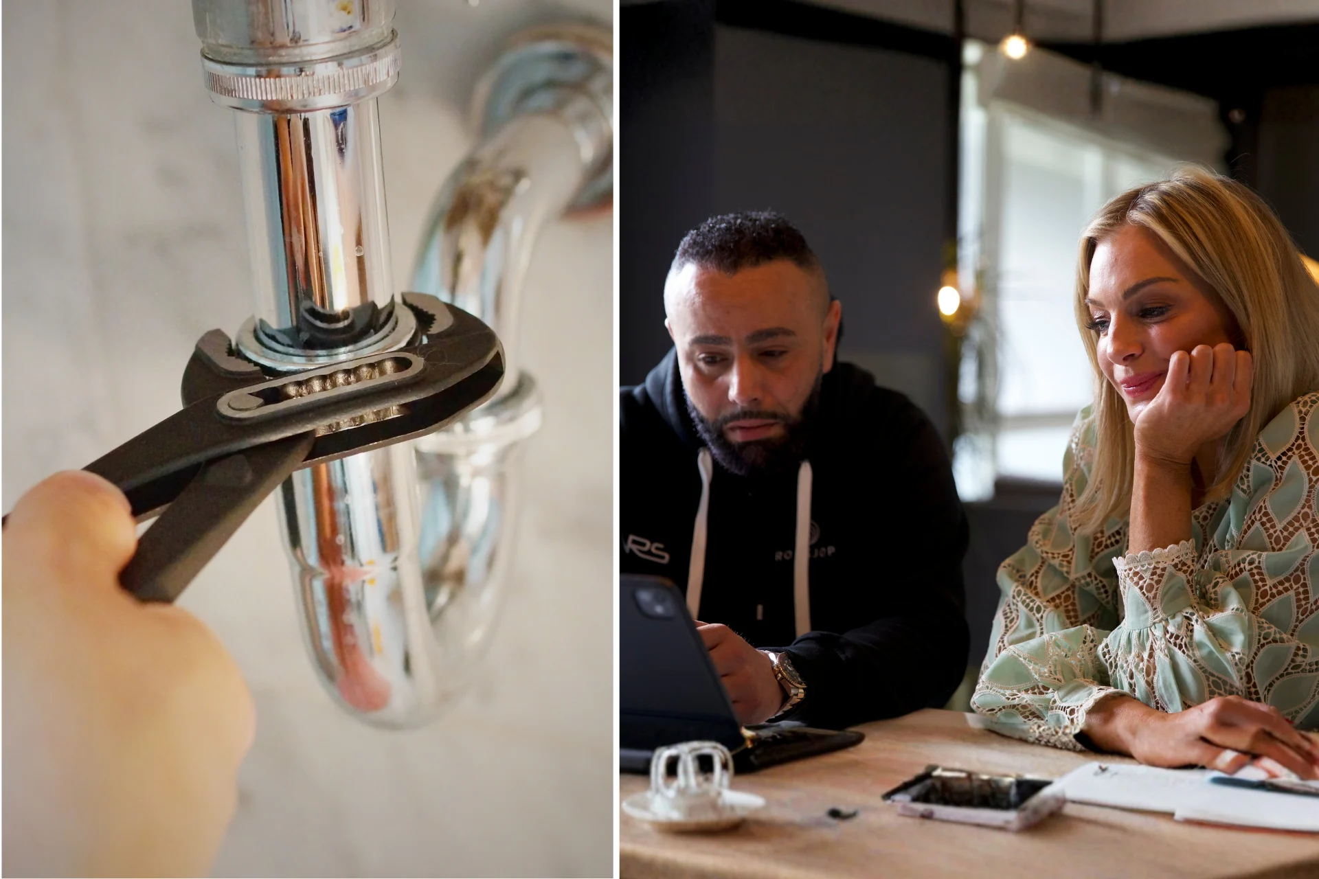 I serien hjelper rørlegger Hussein El Haddaoui programleder og modell Kathrine Sørland med å renovere familiens bad.