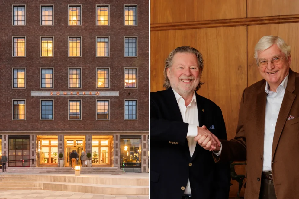 Odd Reitan og Knut Aspelin har signert avtale om etablering av felles selskap i Oslo. Foto: Åsmund Holien Mo. /Hotellet Sommerro på Solli Plass. Foto: Francisco Nogueira Foto