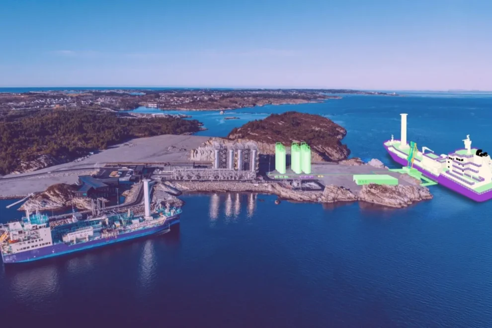 Skanska skal utføre grunn– og byggearbeider til et nytt prosessanlegg i den andre fasen av transport og –lagringsprosjektet Northern Lights. Equinor / Aker Solutions