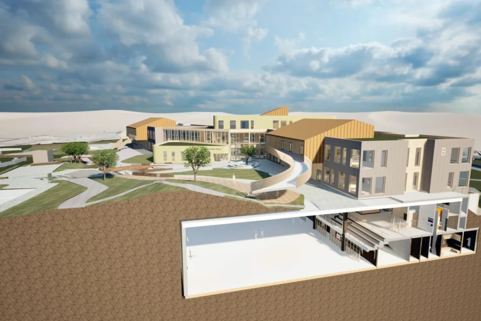 Hommersåk skole bygges med idrettshall under bakken Link Arkitektur