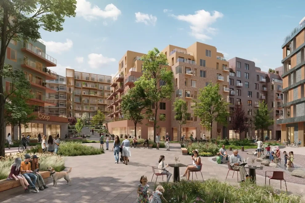 Slik er planene for det nye Møllestrøket i Vestby. Illustrasjon: Sweco Arkitekter