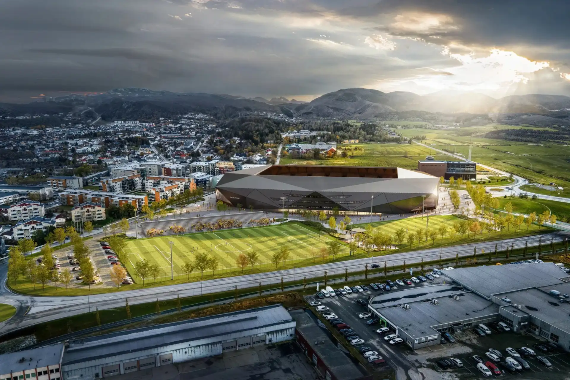 Arctic Arena. Illustrasjonsbilde fra luften: NORDIC ARCH