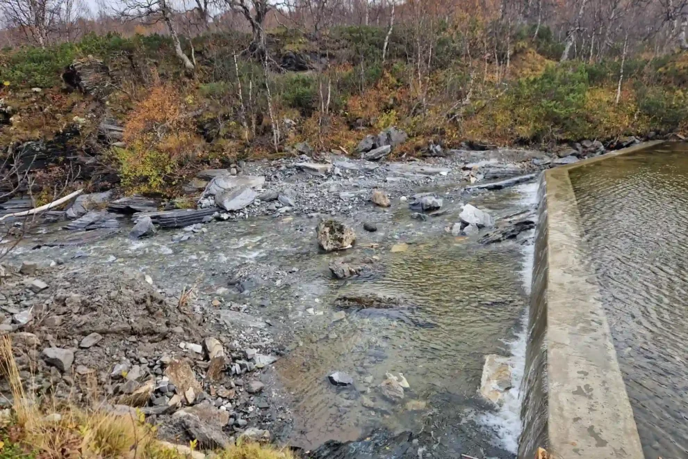 Terskel i Virvasselva etter arbeidene som er gjort. Foto: Statskog