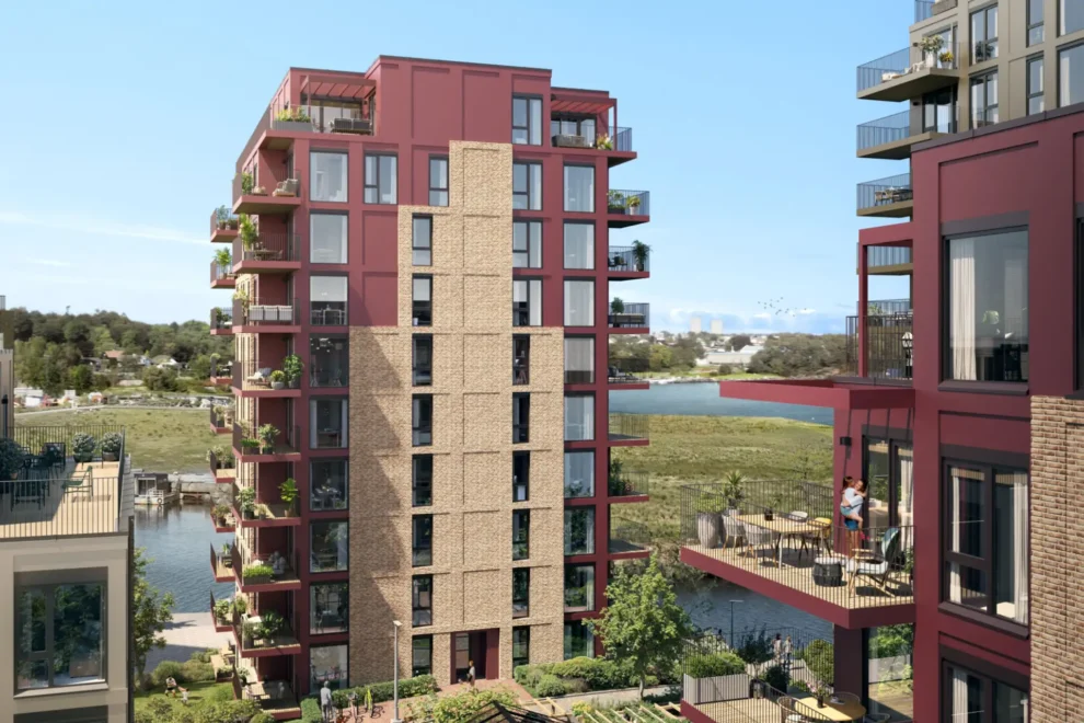 Kontrakten omfatter bygging av 36 leiligheter i en boligblokk på 11 etasjer. Illustrasjon: Brandsberg Dahl Arkitekter