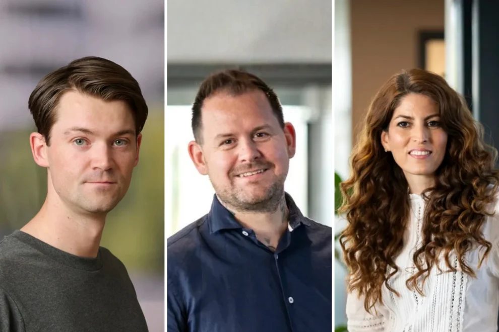 Ole Andreas Fredheim, Stig Erik Skaar og Shohreh Bnk er ansatt i nye roller i selskapet. Foto: Katrine Lunke Apeland/Gjelsten Bolig
