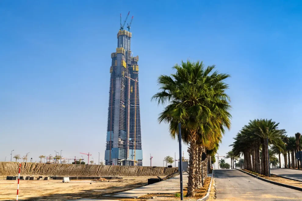 Byggingen av Jeddah Tower.
