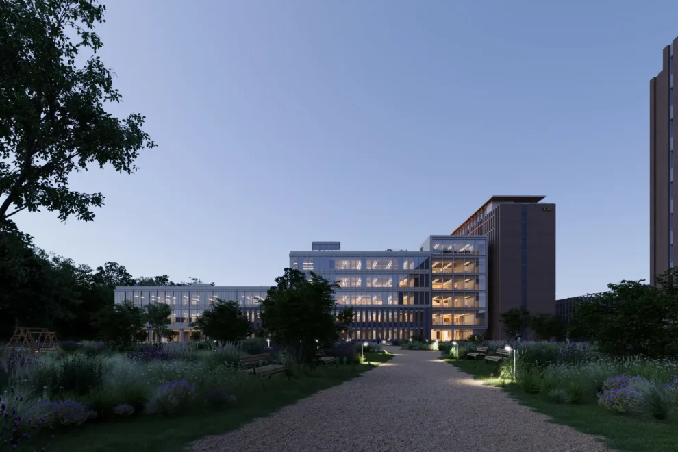 Vellivs eiendom i Lyngby skal transformeres til COWIs nye hovedkontor. Illustrasjon: Arkitema